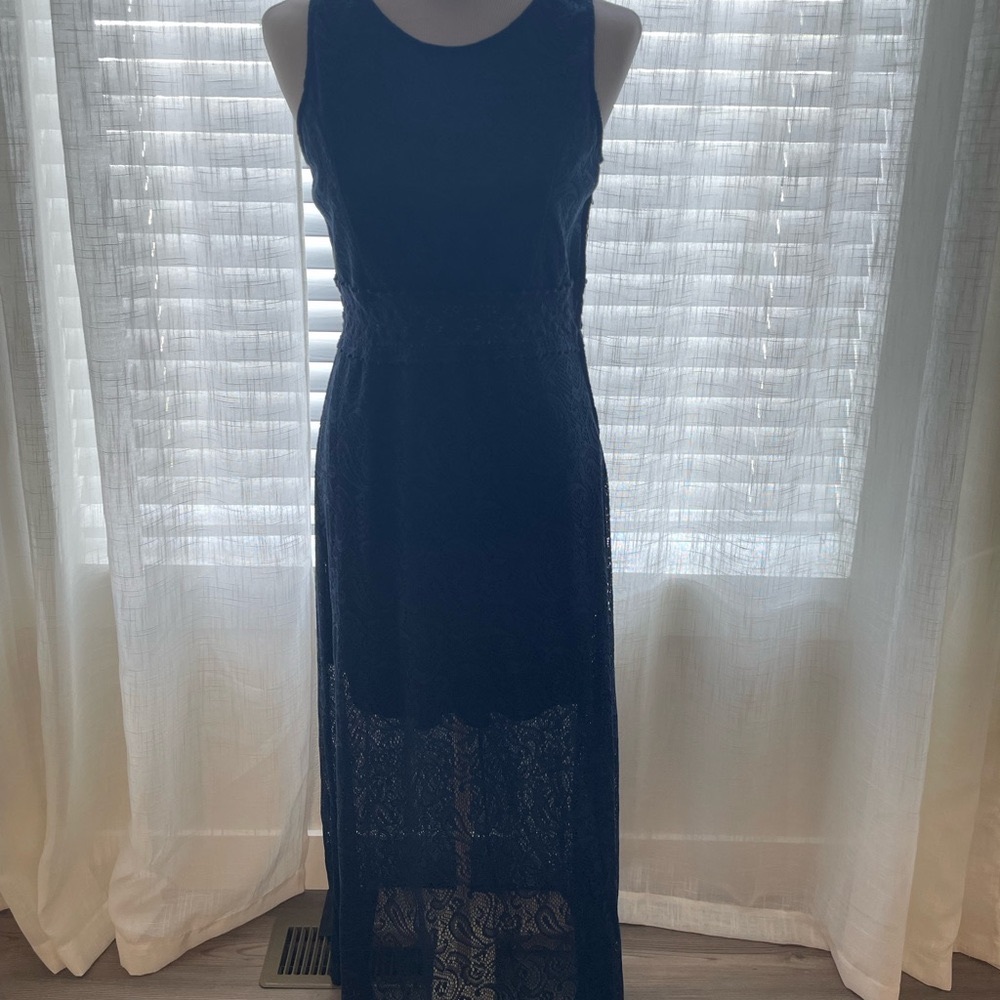 Navy Blue lace Maxi Dress